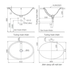 Chậu lavabo dương vành Viglacera CD21
