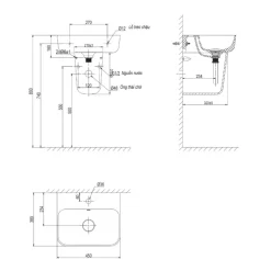 Chậu rửa lavabo treo tường Viglacera V23
