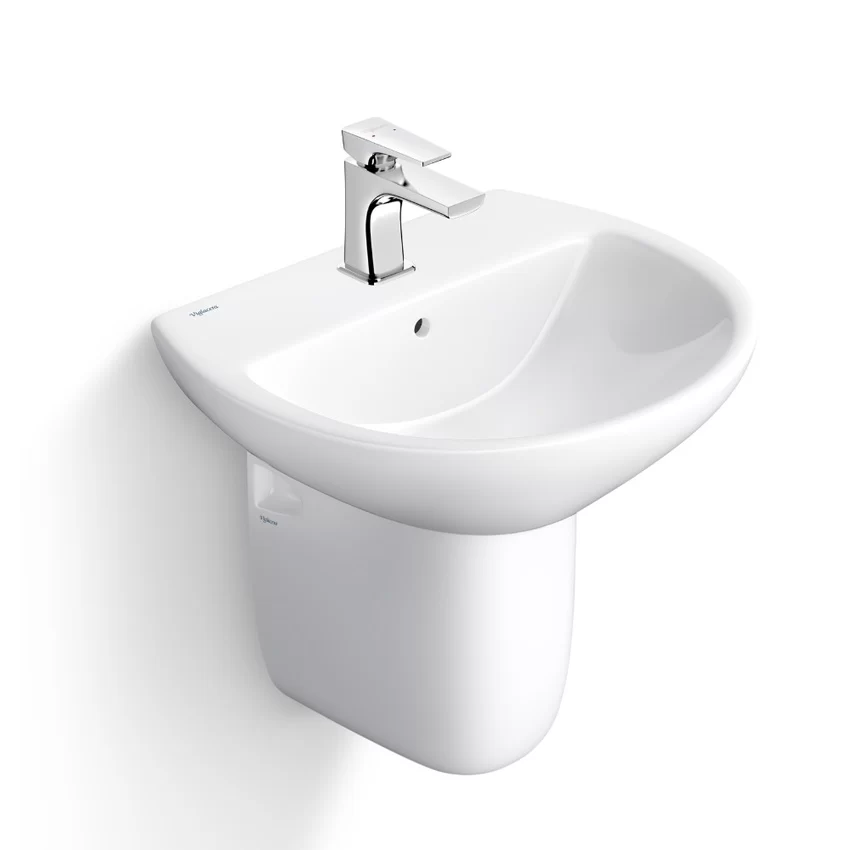 Chậu rửa lavabo treo tường Viglacera V36 chân lửng 7 Chậu rửa lavabo treo tường Viglacera V36 chân lửng