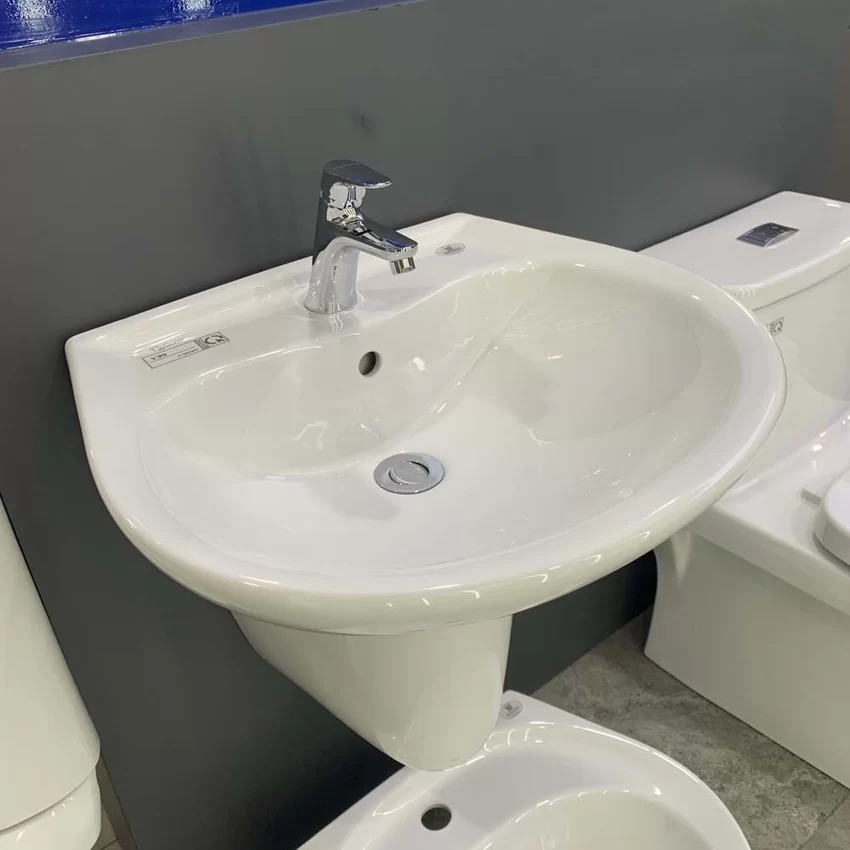 Chậu rửa lavabo treo tường Viglacera V39 chân lửng Chậu rửa lavabo treo tường Viglacera V39 chân lửng