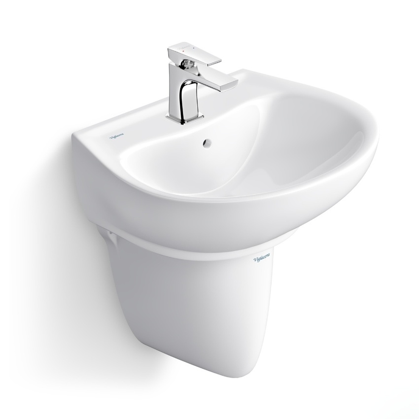 Chậu rửa lavabo treo tường Viglacera V39 chân lửng 4 Chậu rửa lavabo treo tường Viglacera V39 chân lửng