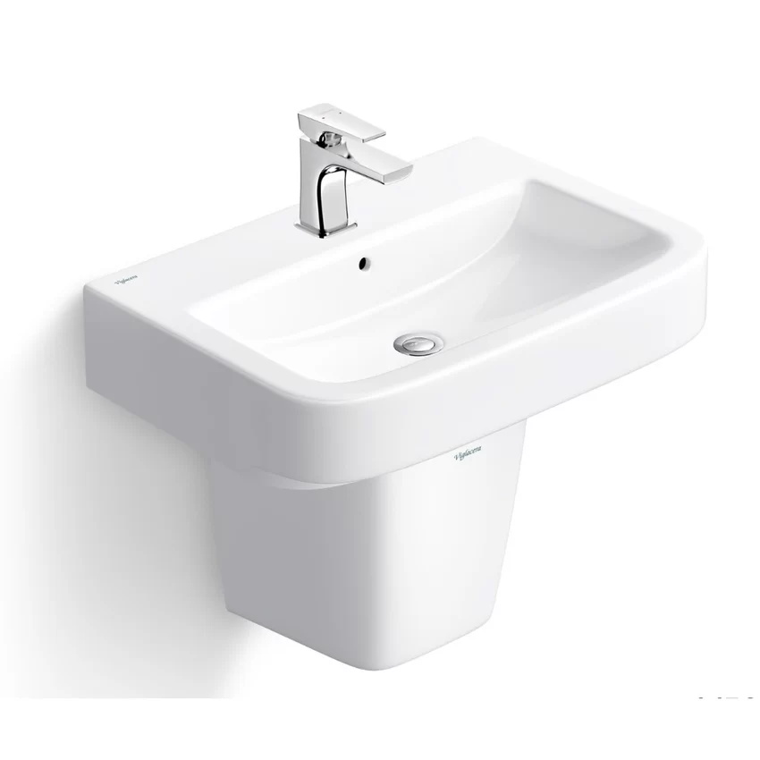 Chậu Rửa Lavabo Treo Tường Viglacera V50 Chân Lửng - SKU: V50-CHAU+V50-CHAN Chậu rửa lavabo treo tường Viglacera V50 chân lửng