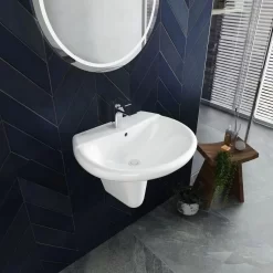 Chậu rửa lavabo treo tường Viglacera VI5 chân lửng 9 Chậu rửa lavabo treo tường Viglacera VI5 chân lửng