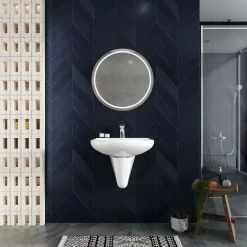 Chậu rửa lavabo treo tường Viglacera VI5 chân lửng 10 Chậu rửa lavabo treo tường Viglacera VI5 chân lửng