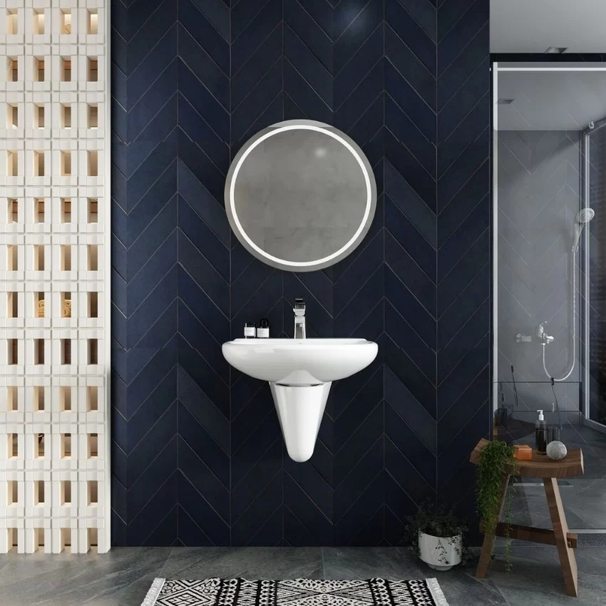 Chậu rửa lavabo treo tường Viglacera VI5 chân lửng 16 Chi tiết thiết kế chậu rửa Viglacera VI5 chân lửng - SKU: VI5-CHAU+VI5-CHAN