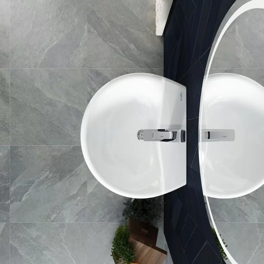 Chậu rửa lavabo treo tường Viglacera VI5 chân lửng 17 Thiết kế tinh tế của chậu rửa Viglacera VI5 - SKU: VI5-CHAU+VI5-CHAN
