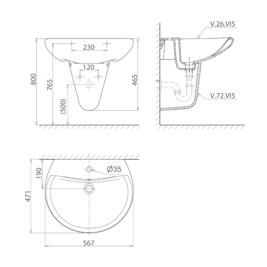 Chậu rửa lavabo treo tường Viglacera VI5 chân lửng 18 Ứng dụng chậu rửa Viglacera VI5 trong thực tế - SKU: VI5-CHAU+VI5-CHAN