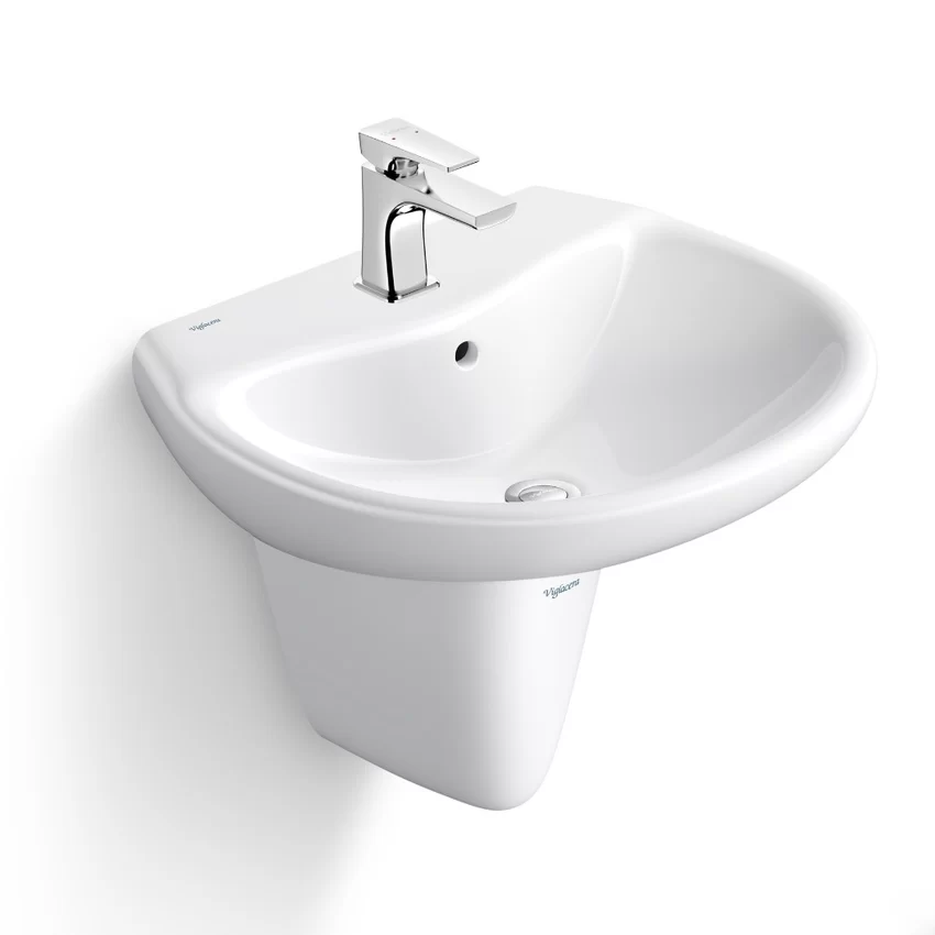 Chậu rửa lavabo treo tường Viglacera VI5 chân lửng 19 Chậu rửa Viglacera VI5 với thiết kế tối ưu - SKU: VI5-CHAU+VI5-CHAN
