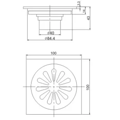 Ga thoát sàn màu đen Miken MK-1010B (Phi 48,60,76,90)