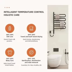Giàn sấy khăn tắm khăn mặt màu đen kết nối APP điện thoại thông minh Miken G65B 17 Giàn sấy khăn tắm khăn mặt màu đen kết nối APP điện thoại thông minh Miken G65B