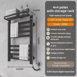 Giàn sấy khăn tắm khăn mặt màu đen kết nối APP điện thoại thông minh Miken R395B Wifi