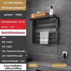 Giàn sấy khăn tắm khăn mặt màu đen Miken R330B 28 Giàn sấy khăn tắm khăn mặt màu đen Miken R330B