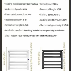 Giàn sấy khăn tắm khăn mặt màu đen Miken R330B 32 Giàn sấy khăn tắm khăn mặt màu đen Miken R330B