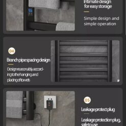 Giàn sấy khăn tắm khăn mặt màu đen Miken R395B