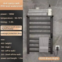 Giàn sấy khăn tắm khăn mặt màu đen Miken R395B