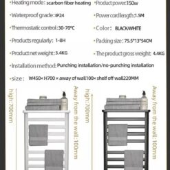 Giàn sấy khăn tắm khăn mặt màu đen Miken R395B