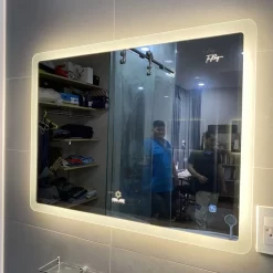 Gương led chữ nhật 80x60cm GLS M35R64 ánh sáng ngoài hoa văn
