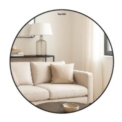 Gương viền nhôm màu đen GLS VF11C80 tròn D60cm