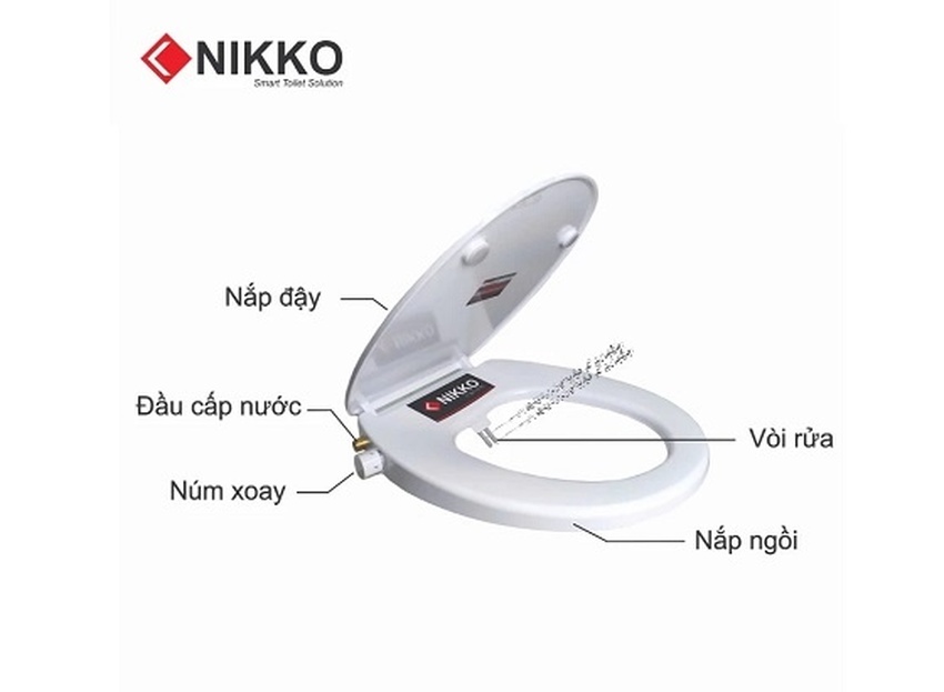 Nắp bồn cầu hình trứng rửa cơ Nikko P6005 9 Nắp bồn cầu hình trứng rửa cơ Nikko P6005