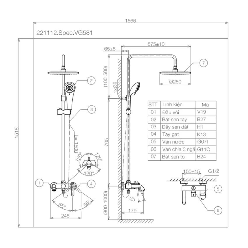 Sen cây nóng lạnh Viglacera VG581 - SKU: VG581 Sen cây nóng lạnh Viglacera VG581