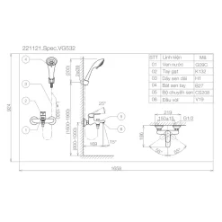 Sen tắm nóng lạnh Viglacera VG532 16 Sen tắm nóng lạnh Viglacera VG532