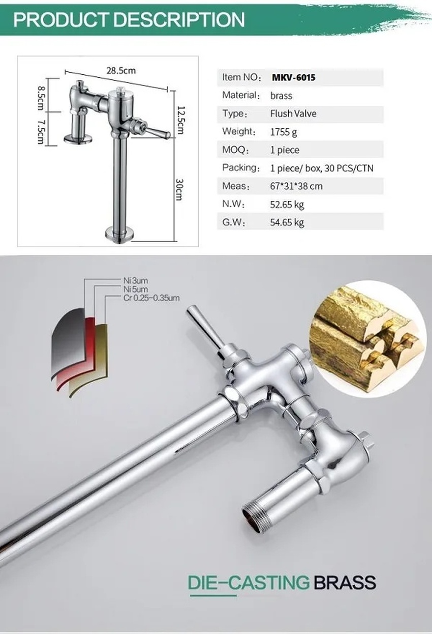 Van xả gạt tay cho bồn cầu, xí xổm Miken MKV-6015 5 Van xả gạt tay cho bồn cầu, xí xổm Miken MKV-6015
