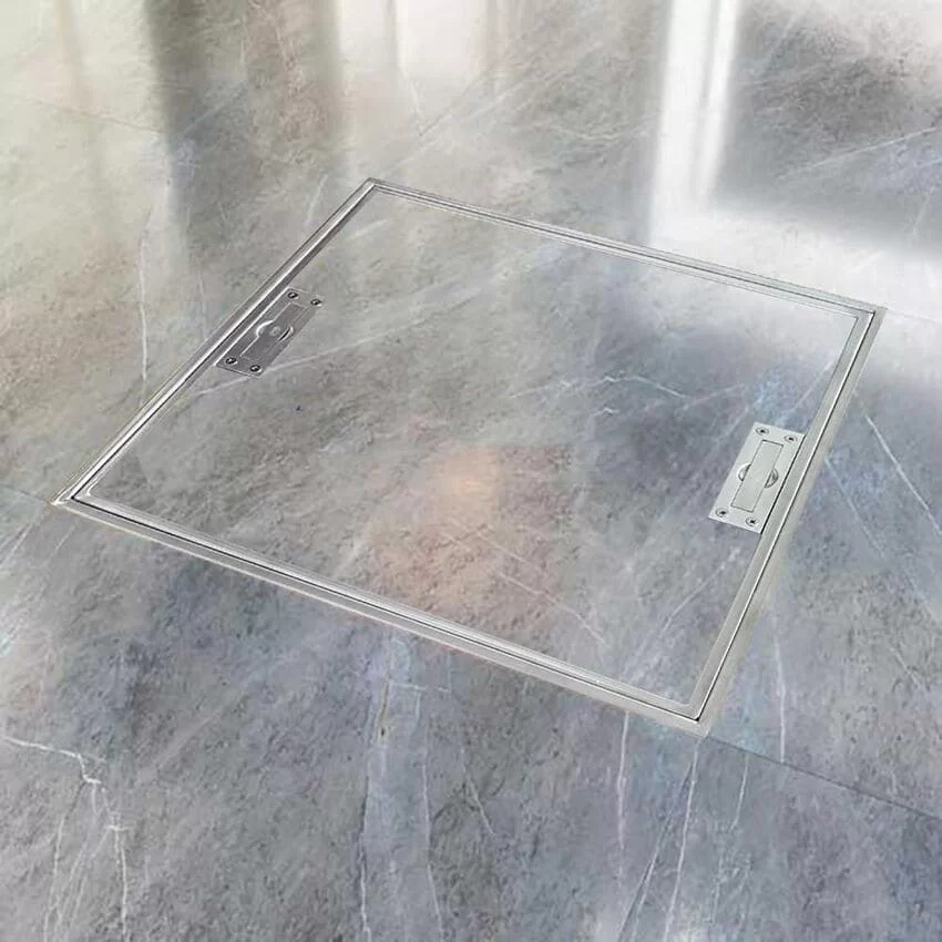 Nắp bể ngầm Inox Kavar T2CT 1 Nắp bể ngầm Inox tay nâng liền có viền inox Kavar T2CT