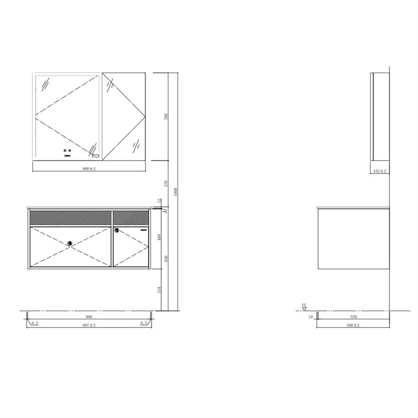 Bộ tủ chậu & tủ gương JOMOO A2502-16CE-1 Bộ tủ chậu & tủ gương JOMOO A2502-16CE-1