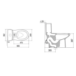 Bồn cầu 1 khối nắp êm JOMOO P11386-2-1/31Z-1