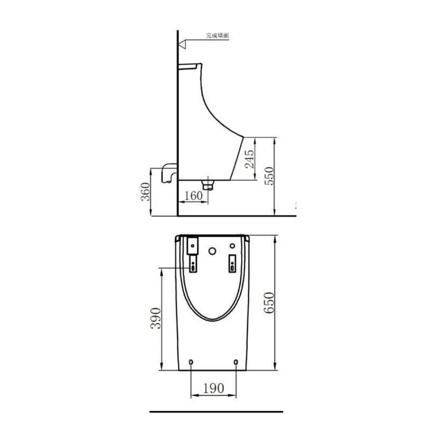 Thiết kế bồn tiểu nam treo tường xả cảm ứng JOMOO J13055-0D/31K-I011 Thiết kế bồn tiểu nam treo tường xả cảm ứng JOMOO J13055-0D/31K-I011