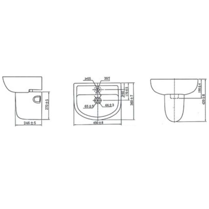 Chậu rửa mặt lavabo treo tường chân lửng JOMOO 12808-1/11P-I011 9 Chậu rửa mặt lavabo treo tường chân lửng JOMOO 12808-1/11P-I011
