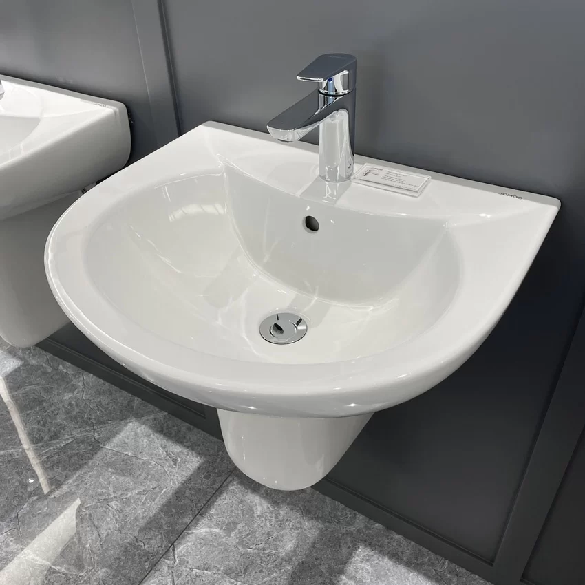Chậu rửa mặt lavabo treo tường chân lửng JOMOO P12748-1/11P-1 17 Chậu rửa mặt lavabo treo tường chân lửng JOMOO P12748-1/11P-1 - SKU: P12748-1/11P-1