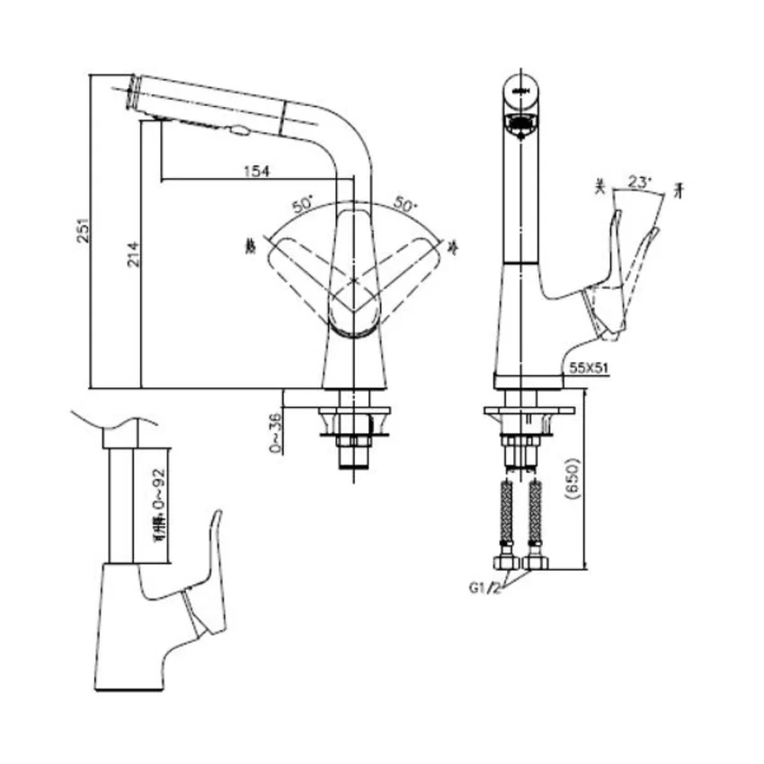 Vòi rửa chén bát nóng lạnh 2 chế độ xả JOMOO 32394-649/1B-Z 10 Vòi rửa chén bát nóng lạnh 2 chế độ xả JOMOO 32394-649/1B-Z