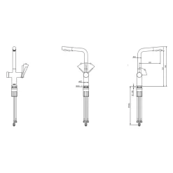 Vòi rửa chén bát nóng lạnh dây rút JOMOO 23020-648/1B-Z 15 Vòi rửa chén bát nóng lạnh dây rút JOMOO 23020-648/1B-Z