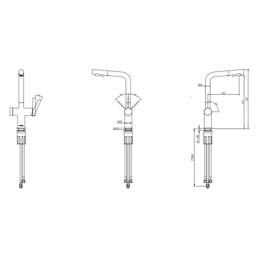 Vòi rửa chén bát nóng lạnh dây rút JOMOO 23020-648/1B-Z 9 Vòi rửa chén bát nóng lạnh dây rút JOMOO 23020-648/1B-Z