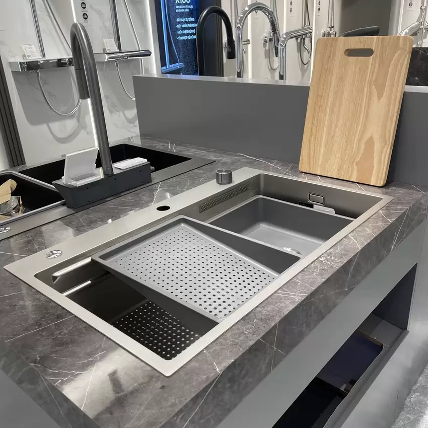 Chậu rửa chén 1 hộc 78x48cm hydro nano kháng nước JOMOO 06293-BZ-1 9 Chậu rửa chén 1 hộc 78x48cm hydro nano kháng nước JOMOO 06293-BZ-1