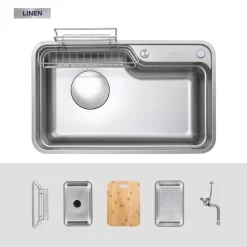 Chậu rửa chén Posco 304 Linen dập nổi Kluger KF7848FS - DO Plus