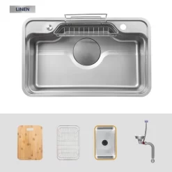 Chậu rửa chén Posco 304 Linen dập nổi Kluger KF7848FS LUX 14 Chậu rửa chén Posco 304 Linen dập nổi Kluger KF7848FS LUX