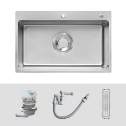 Chậu rửa chén Posco 304 Linen dập nổi Kluger KF7850FS Basic