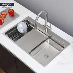 Chậu rửa chén Posco 304 Linen dập nổi Kluger KF7850FS Plus