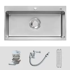Chậu rửa chén Posco 304 Linen dập nổi Kluger KF8850FS Basic