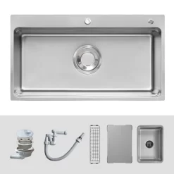 Chậu rửa chén Posco 304 Linen dập nổi Kluger KF8850FS Plus