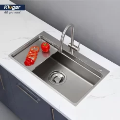 Chậu rửa chén Posco 304 Linen dập nổi Kluger KF8850FS Plus