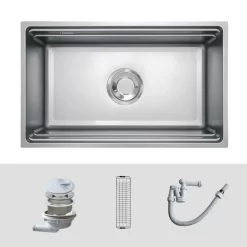 Chậu rửa chén Posco 304 Linen dập nổi Kluger KG7044FS Basic