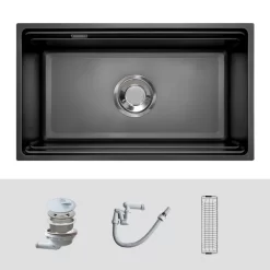 Chậu rửa chén Posco 304 Linen dập nổi Kluger KG7644FB Basic