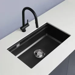 Chậu rửa chén Posco 304 Linen dập nổi Kluger KG7644FB Plus