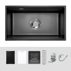 Chậu rửa chén Posco 304 Linen dập nổi Kluger KG7644FB Plus