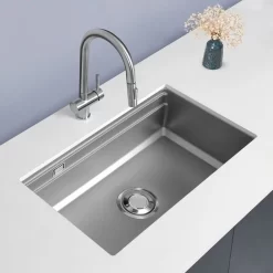Chậu rửa chén Posco 304 Linen dập nổi Kluger KG7644FS Plus