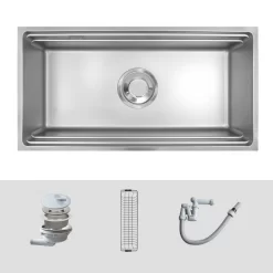 Chậu rửa chén Posco 304 Linen dập nổi Kluger KG8644FS Basic