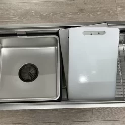 Chậu rửa chén Posco 304 Linen dập nổi Kluger KG8644FS Plus